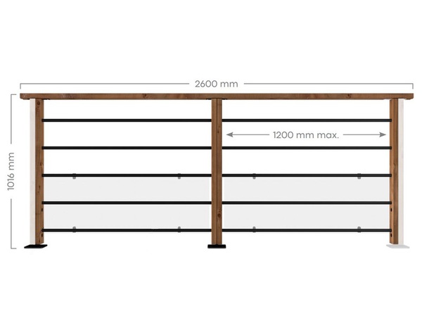 Kit garde corps bois et métal 2m40 Melto - Brico Dépôt