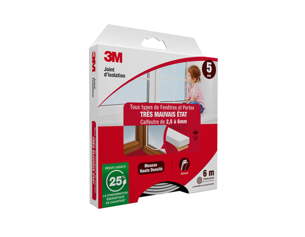 Joint en mousse pour porte et fenêtre blanc 6m - 3M - Brico Dépôt