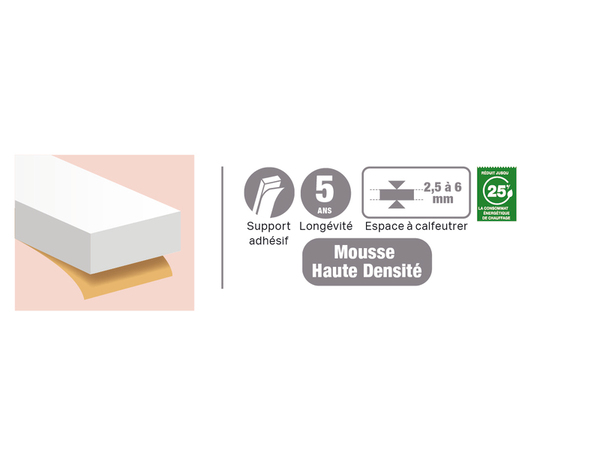 Joint en mousse pour porte et fenêtre marron 6m - 3M - Brico Dépôt