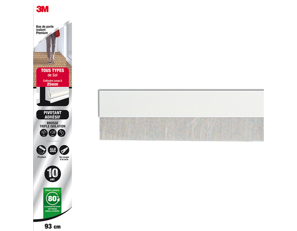 Bas de porte en aluminium pivot tous sols blanc 0,93m - 3M - Brico Dépôt
