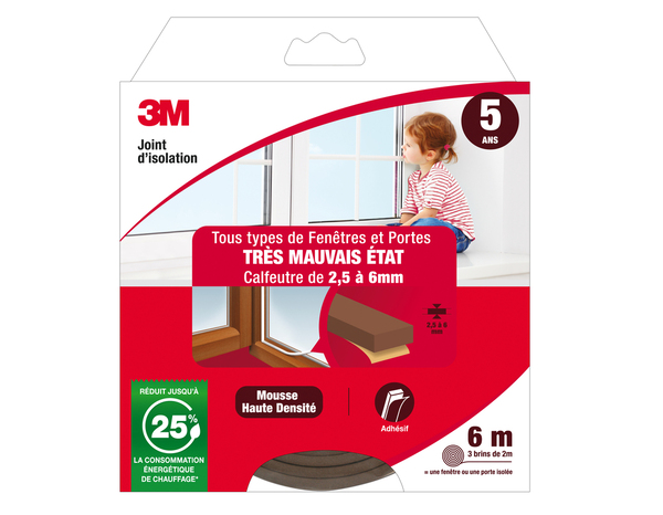Joint en mousse pour porte et fenêtre marron 6m - 3M - Brico Dépôt