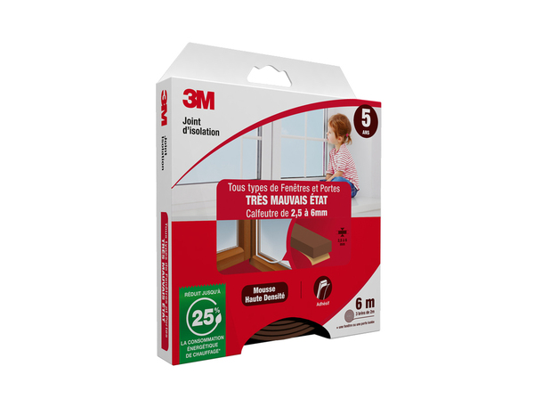 Joint en mousse pour porte et fenêtre marron 6m - 3M - Brico Dépôt