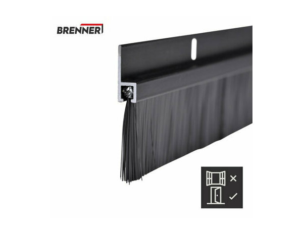 Bas de porte brosse en aluminium noir 1m - Brenner - Brico Dépôt
