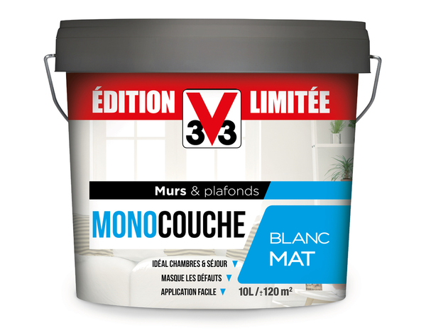 Peinture monocouche blanche mat 10L - V33 - Brico Dépôt