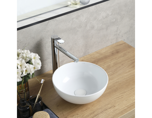 Vasque à poser céramique ronde blanc brillant HALVINA - Diam. 33 cm, hauteur 14 cm - Cooke and Lewis - Brico Dépôt