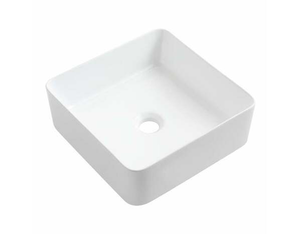 Vasque à poser céramique carré blanc ALVINE - 34,2x12x34,2 cm - Cooke and Lewis - Brico Dépôt