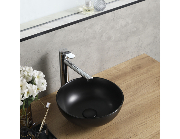 Vasque à poser céramique ronde noir mat HALVINA - Diam. 33 cm hauteur 14 cm - Cooke and Lewis - Brico Dépôt