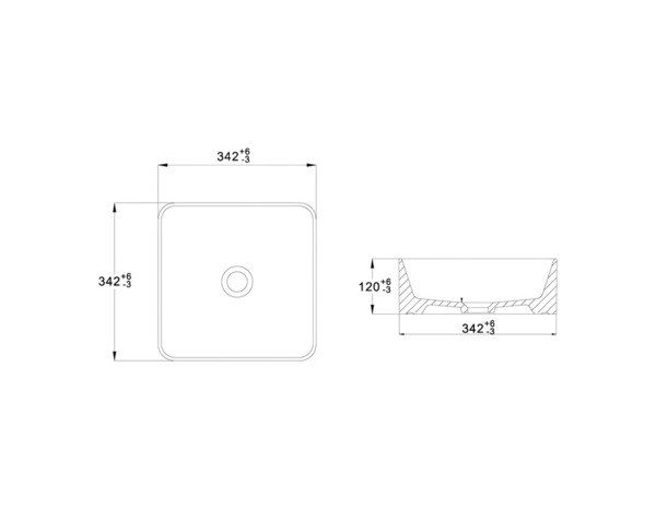 Vasque à poser céramique carré blanc ALVINE - 34,2x12x34,2 cm - Cooke and Lewis - Brico Dépôt