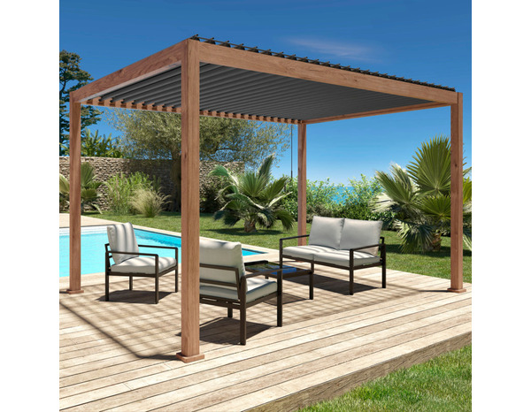 Pergola 4x3 m imitation bois - Brico Dépôt