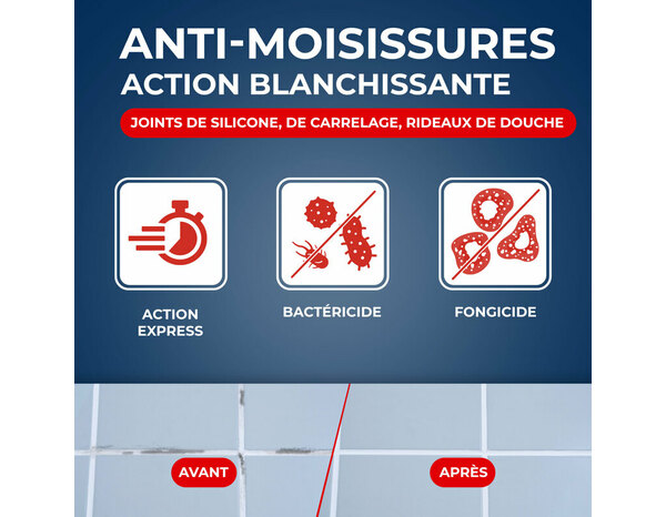 Nettoyant anti-moisissures joints salle de bains 500ml   - Brico Dépôt