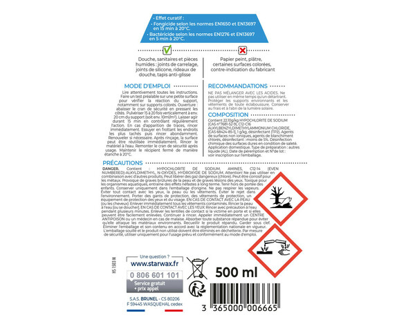 Nettoyant anti-moisissures joints salle de bains 500ml   - Brico Dépôt