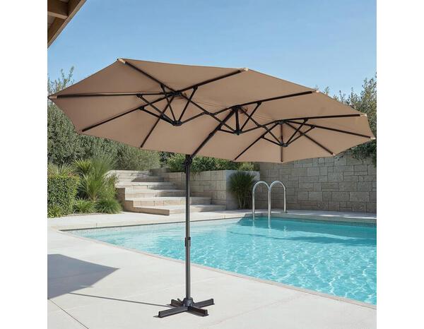 Parasol excentré double toit - 446X260CM - Brico Dépôt