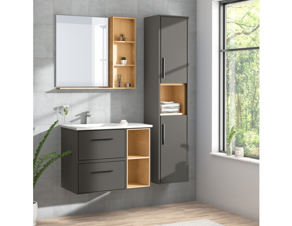 Colonne de salle de bains murale en MDF gris mat H120cm x L30cm - Brico Dépôt