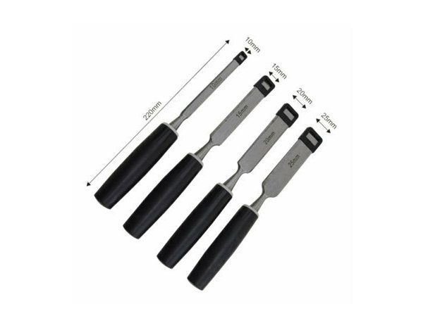 Lot de 4 ciseaux a bois 10mm, 15mm, 20mm et 25mm - Brico Dépôt