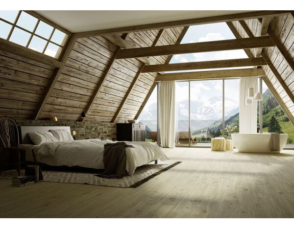 Sol stratifié "AC4" chêne marron naturel 8 mm avec sous-couche phonique intégrée - Brico Dépôt