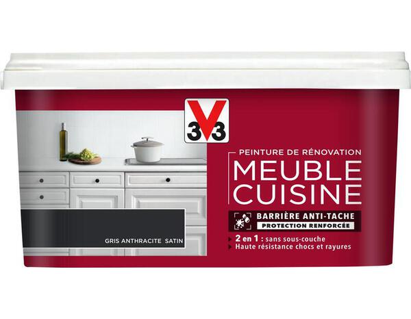 Peinture de rénovation meubles cuisine acrylique satin gris anthracite 2 L - V33 - Brico Dépôt