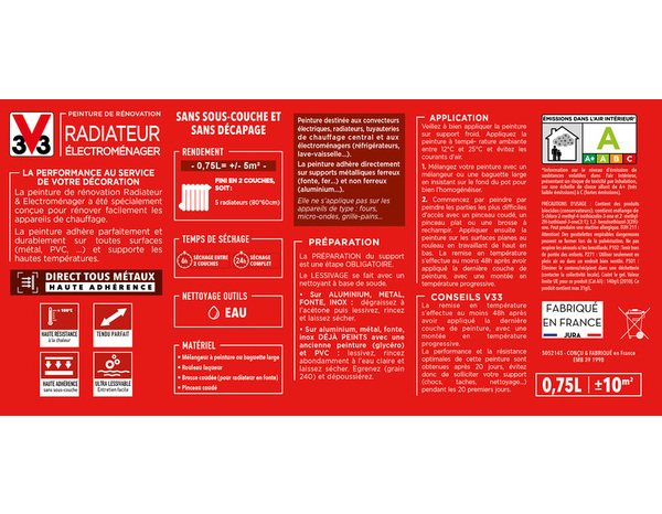 Peinture de rénovation radiateur et électroménager acrylique métallisé inox 0,75 L - V33 - Brico Dépôt