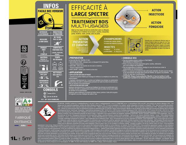 Traitement bois multi-usages 5 L - V33 - Brico Dépôt