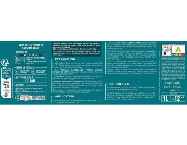 Peinture de rénovation faïence et lambris acrylique satin blanc 2 L - V33 - Brico Dépôt