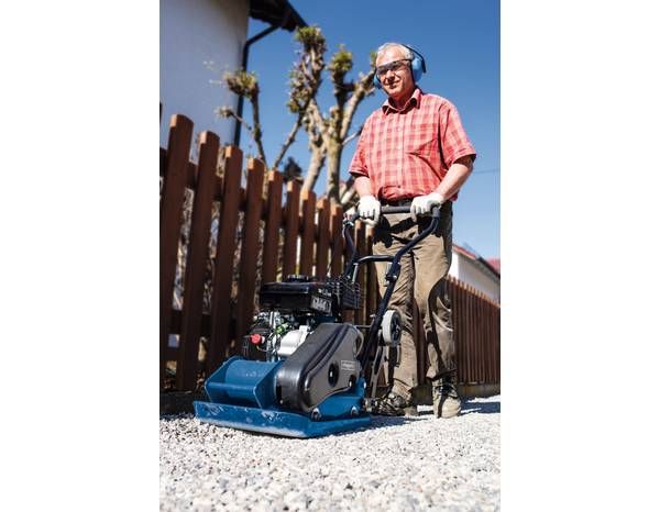 Plaque vibrante thermique 79 CM³, moteur 4 temps - Scheppach - Brico Dépôt