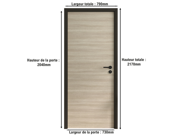 Bloc porte 204X73CM "VERONE G" MDF décors chêne naturel structuré - Brico Dépôt