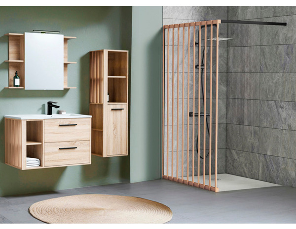 Paroi de douche walk-in cadre effet bois JAPANDI - 120 cm, Ep. 6 mm - Cooke and Lewis - Brico Dépôt