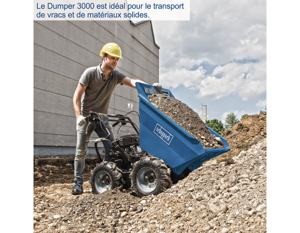 Dumper articulé avec moteur 4 temps essence, 196 cm³ "DP3000" - Scheppach - Brico Dépôt