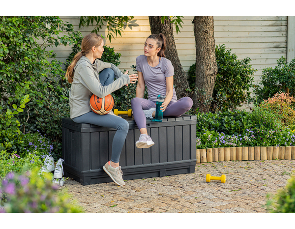 Coffre de jardin "KENTWOOD" en résine gris 350 L - Keter - Brico Dépôt