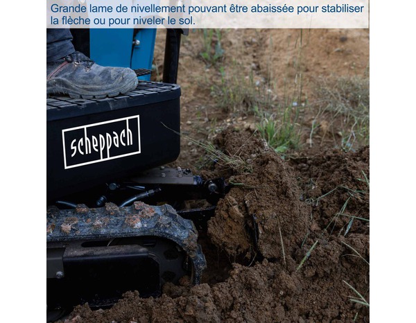 Mini pelle de chantier moteur thermique 4 temps, 306 cm³ "EXC815" - Scheppach - Brico Dépôt