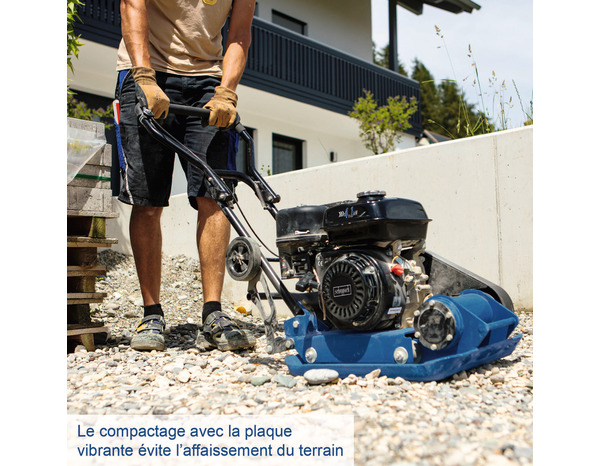 Plaque vibrante thermique 79 CM³, moteur 4 temps - Scheppach - Brico Dépôt