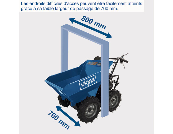 Dumper articulé avec moteur 4 temps essence, 196 cm³ "DP3000" - Scheppach - Brico Dépôt
