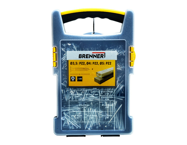 Assortiment de 1200 vis multi-usage tête fraisée, Posidriv - Brenner - Brico Dépôt