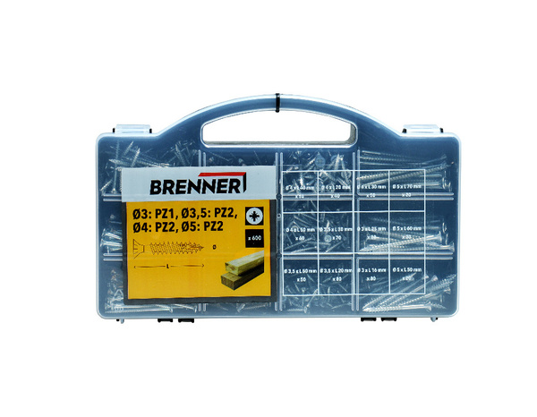 Assortiment de 600 vis multi-usage tête fraisée, Posidriv - Brenner - Brico Dépôt