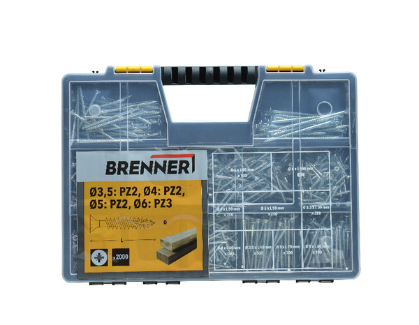 Assortiment de 2000 vis multi-usage tête fraisée, Posidriv - Brenner - Brico Dépôt