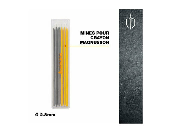 Lot de 6 mines graphite grise & jaune ∅ 2,8 mm - MAGNUSSON - Brico Dépôt