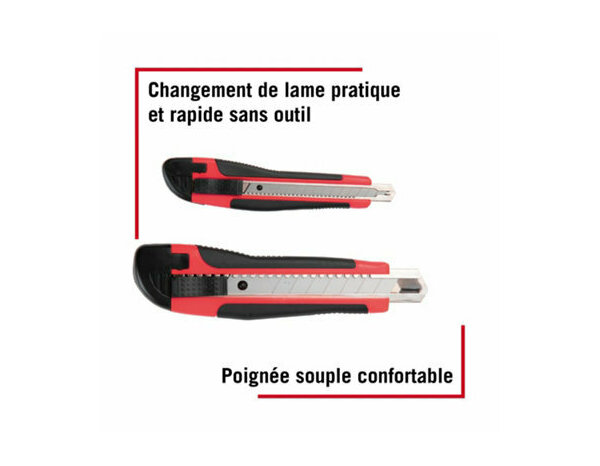 Lot 2 cutters 9 & 18mm + lames en acier carbone - Forge steel - Brico Dépôt