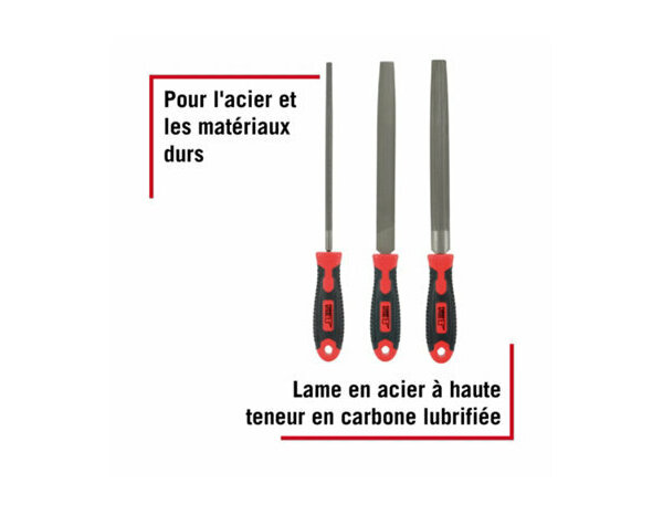 Lot de 3 limes double faces pour acier et matériaux durs - Forge steel - Brico Dépôt