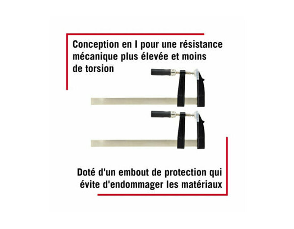 Lot 2 Serre-joints a visser 300x80mm - Forge steel - Brico Dépôt