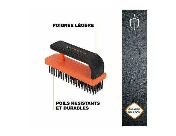 Brosse metallique à manche en plastique et tête en acier carbone - MAGNUSSON - Brico Dépôt