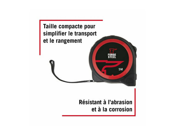 Mètre ruban 5 m plastique bi-matière - Forge steel - Brico Dépôt
