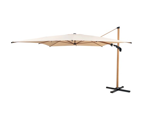 Parasol excentré 4X3M beige acier imitation bois - Brico Dépôt