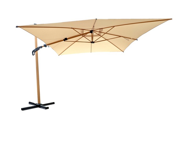 Parasol excentré 4X3M beige acier imitation bois - Brico Dépôt