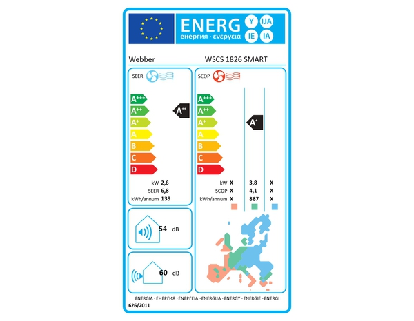 PAC climatiseur monosplit Webber WSCS 1826 SMART blanc WiFi Inverter avec mise en service - Brico Dépôt