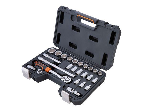 Coffret de douilles 1/2 avec clé à cliquet, 25 pièces - MAGNUSSON - Brico Dépôt