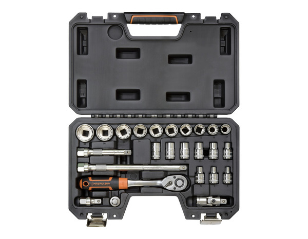 Coffret de douilles 1/2 avec clé à cliquet, 25 pièces - MAGNUSSON - Brico Dépôt