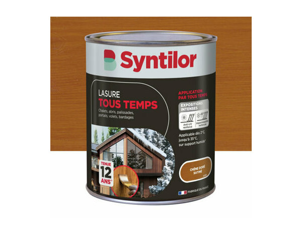 Lasure tous temps couleur chêne doré satiné - 1L - Syntilor - Brico Dépôt