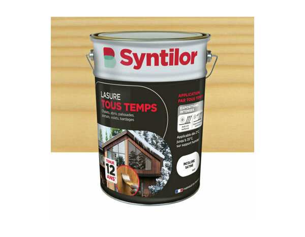 Lasure tous temps couleur incolore satiné - 5L - Syntilor - Brico Dépôt