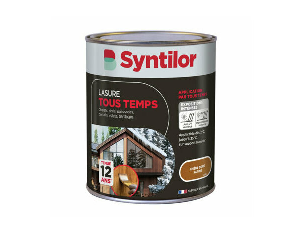 Lasure tous temps couleur chêne doré satiné - 1L - Syntilor - Brico Dépôt