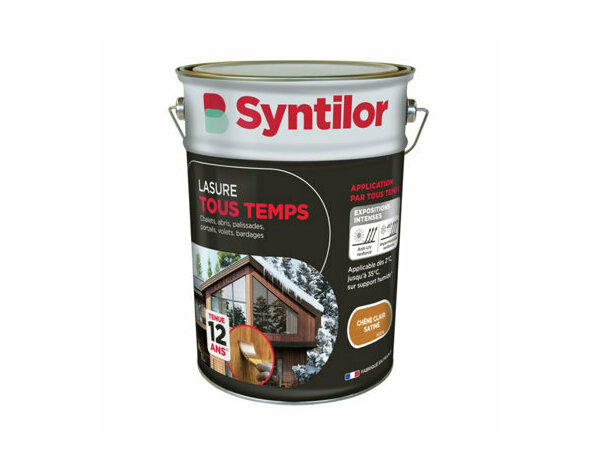Lasure tous temps couleur chêne clair satiné - 5L - Syntilor - Brico Dépôt