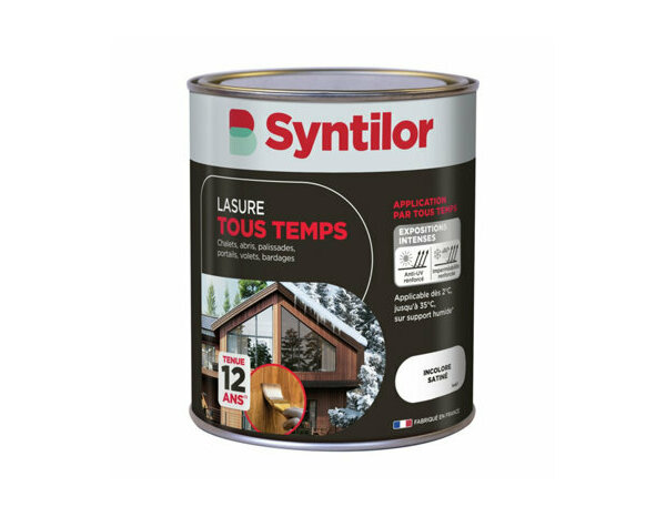 Lasure tous temps couleur incolore satiné - 1L - Syntilor - Brico Dépôt